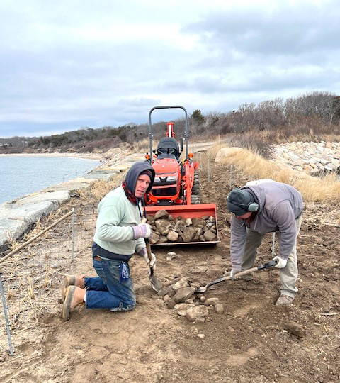 Working on the Knob causeway getting ready for beach grass (January 2024)