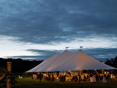 wedding evening with tent at Bourne Farm